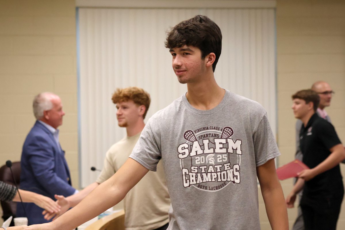 The #SalemVA School Board formally saluted the 2025 Salem High School Boys Lacrosse team that captured the historic Class 4 State Title back in June. The 11-7 win over Loudoun County on June 14 gave the Spartans lacrosse program its first ever state crown. <a href="/SalemSpartans/">Salem High School</a>