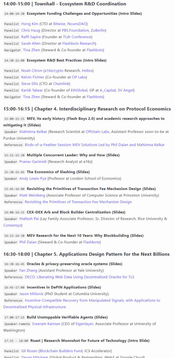 Ethereum Research Funding Forum Agenda Part 2