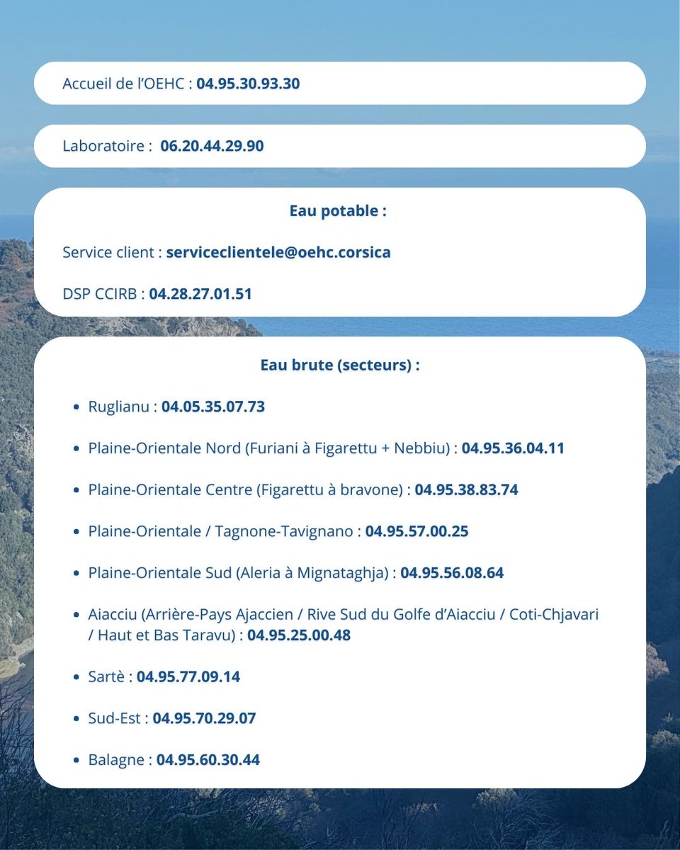 🔴 Infurmazione - Information 🔴

💠I nostri scagni seranu chjosi u 15 di aostu di u 2025
💠Nos agences seront fermées au public : le vendredi 15 août 2025

💻 Toutes vos démarches sont accessibles en ligne via notre site internet : oehc.corsica