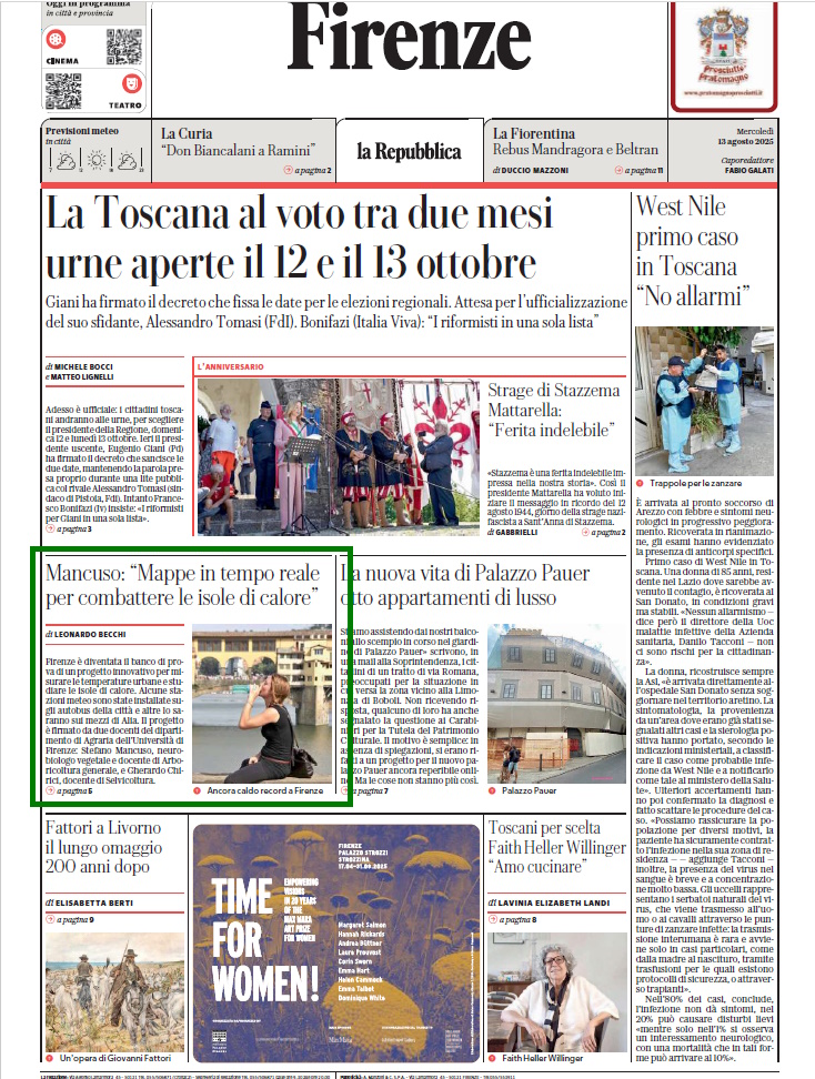 MeteoTracker's tweet image. La rete meteo mobile MeteoTracker Firenze in prima pagina su Repubblica-Firenze!