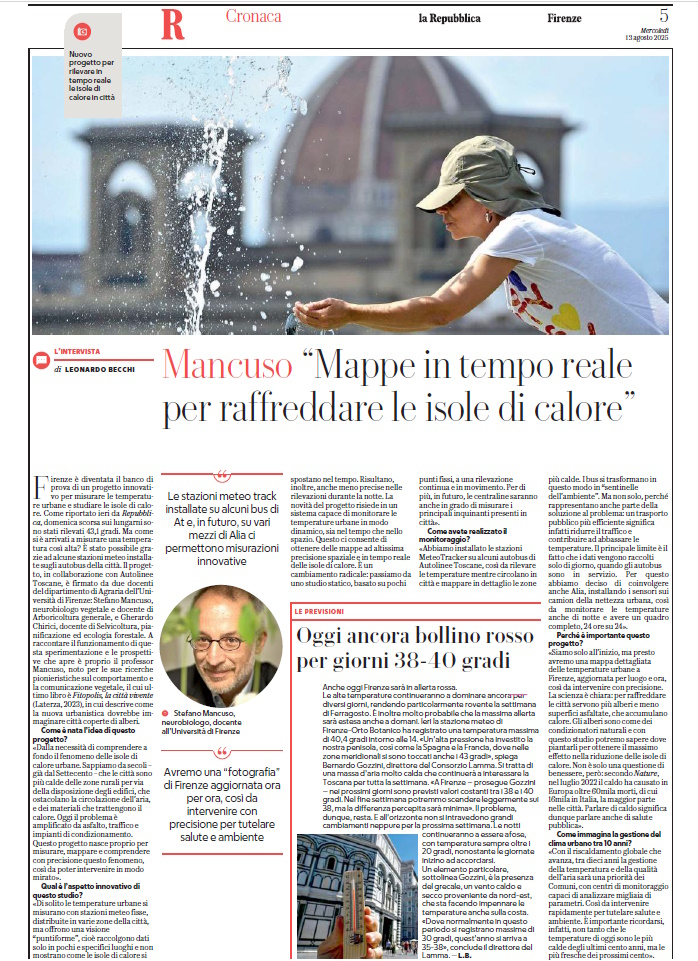 MeteoTracker's tweet image. La rete meteo mobile MeteoTracker Firenze in prima pagina su Repubblica-Firenze!