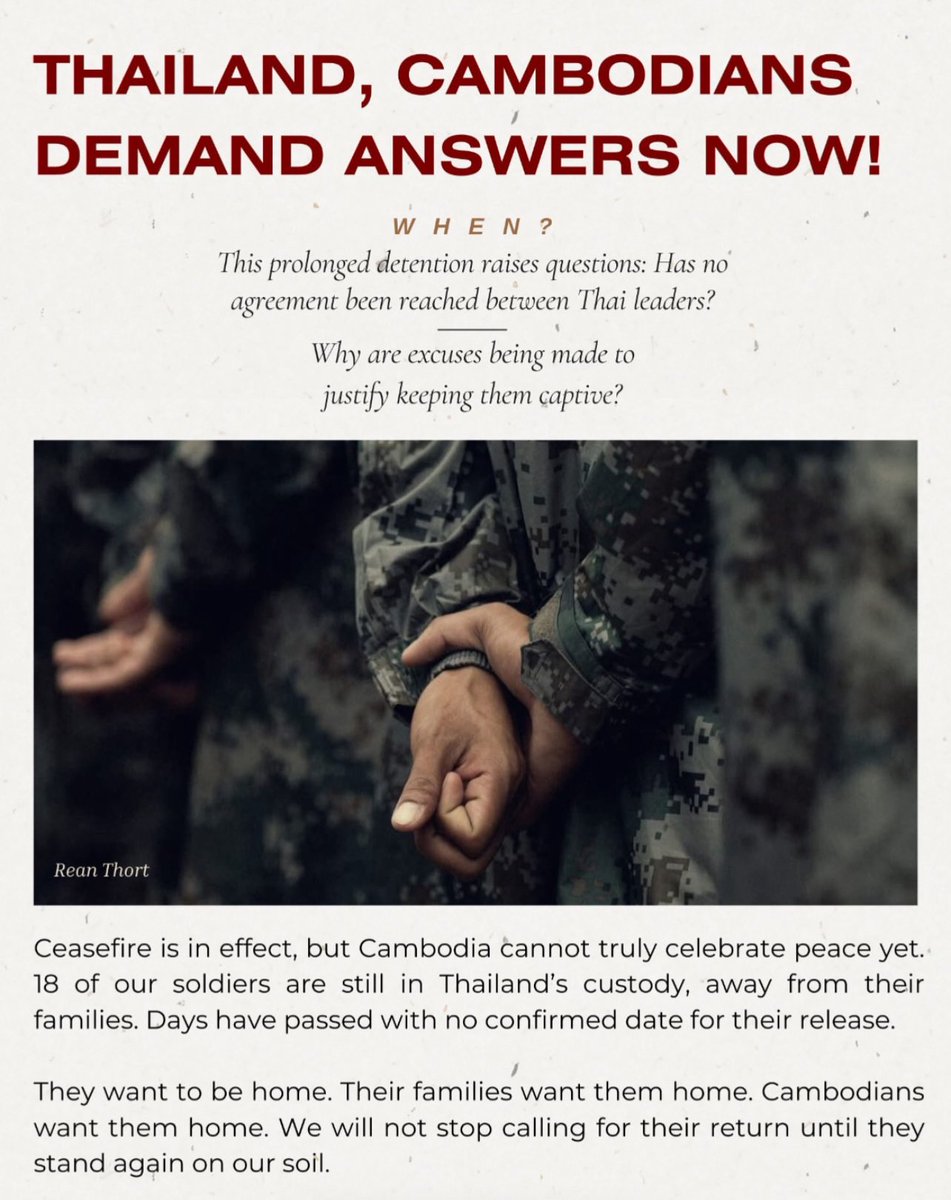 KCHHORDA's tweet photo. #FreeCambodianSoldiers 
#ThailandViolatesCeasefire https://t.co/QeVyyOebO4