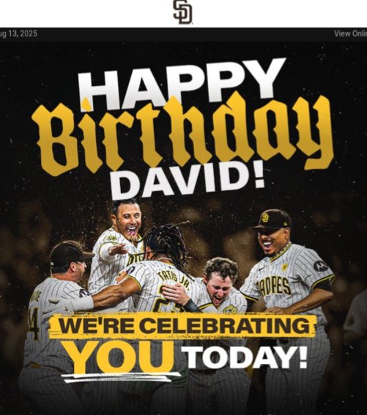 dolnicksays's tweet photo. As if I couldn't love you more @Padres! Waking up tied for first place, latest since 2010, and then I get this email. LFGSD!!! https://t.co/ooYaXz9aiX