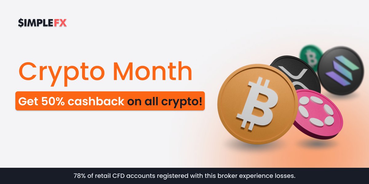 SimpleFXaff's tweet photo. Trade top symbols like BTCUSD, ETHUSD, SOLUSD, XRPUSD, ADAUSD, and many more. 

Get up to 50% cashback on over 40 crypto pairs.

📊 https://t.co/ytUIv8lQkk

📅 Promo period: Aug 20 – Sept 20, 2025