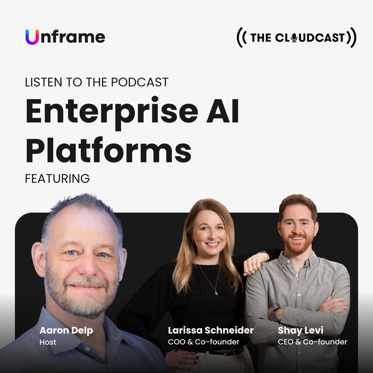 Unframe AI (@unframeai) on Twitter photo On this week’s episode of <a href="/CloudcastPod/">The Cloudcast - Cloud + AI</a> with Aaron Delp, our own Shay Levi and Larissa Schneider pull back the curtain on the real challenges (and wins) of building AI platforms enterprises can rely on. 🎙️Listen here: lnkd.in/ezHw8m_r On this week’s episode of <a href="/CloudcastPod/">The Cloudcast - Cloud + AI</a> with Aaron Delp, our own Shay Levi and Larissa Schneider pull back the curtain on the real challenges (and wins) of building AI platforms enterprises can rely on. 🎙️Listen here: lnkd.in/ezHw8m_r