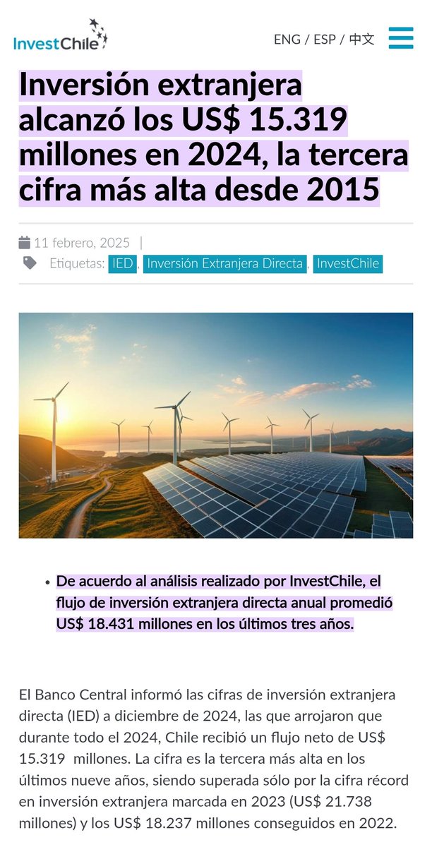 <a href="/JorgeElgueta14/">Jorge Guro Elgueta</a> Mientras tanto la inversión extranjera en Chile.
Estos patriotas al peo son el lastre de Chile.