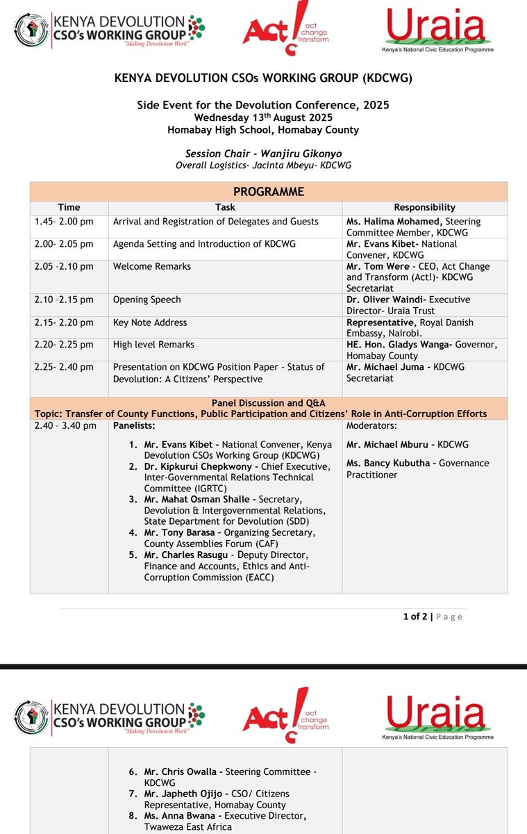 Our Executive Director, <a href="/BwanaAnna/">BintiBwana</a>, will be speaking on citizen participation. She will share snippets of evidence from citizens on how and why they participate, or not in governance.

Tune in >>>

tinyurl.com/KDCWG-DevCon-S…