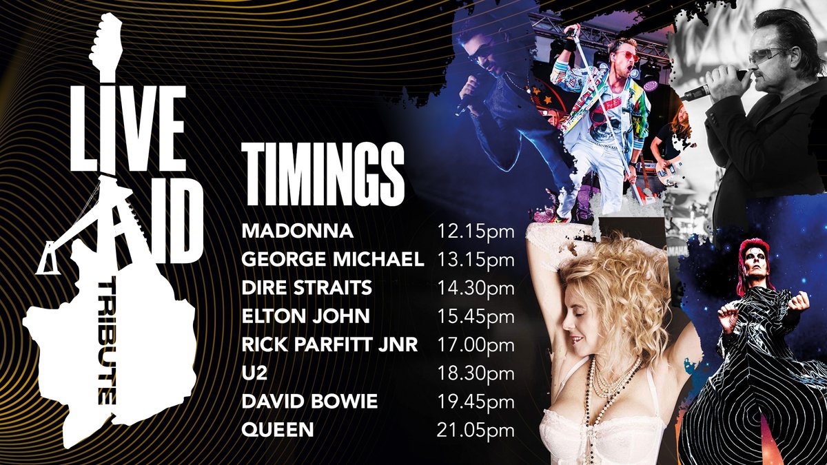 🎵𝗖𝗢𝗡𝗖𝗘𝗥𝗧 | Join us for our Live Aid Tribute concert this coming Saturday (August 30) - with our tribute acts ready to smash it! All your timings for the big day below!! 🎸

▶️ eticketing.co.uk/dragons/Events

#WeAreGwentRugby