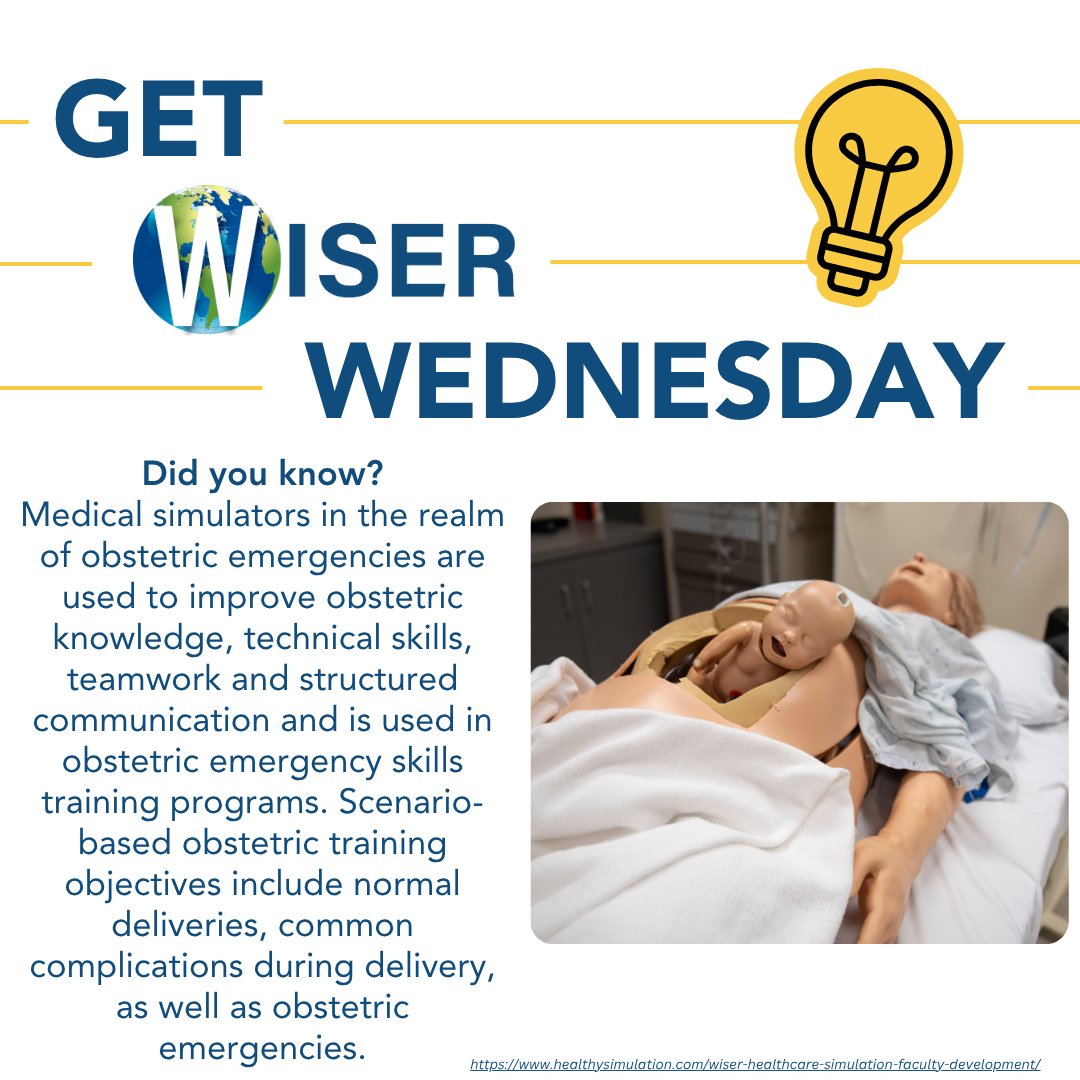 WISER (@wisersim) on Twitter photo Medical simulators in the realm of obstetric emergencies are used to improve obstetric knowledge, technical skills, teamwork and structured communication and is used in obstetric emergency skills training programs. Medical simulators in the realm of obstetric emergencies are used to improve obstetric knowledge, technical skills, teamwork and structured communication and is used in obstetric emergency skills training programs.