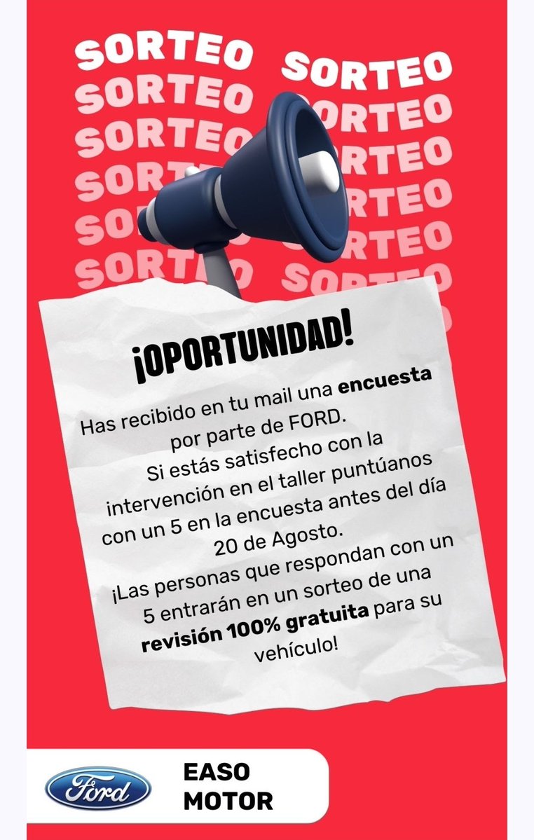 🄱🄴🄴🅁🄿🅁🄴🄳🄰🅃🄾🅁 (@beerpredator) on Twitter photo <a href="/easomotor/">Ford Easo Motor</a> <a href="/FordSpain/">Ford España</a>
Si queréis mejorar este sorteo me parece una puñetera mierda. <a href="/easomotor/">Ford Easo Motor</a> <a href="/FordSpain/">Ford España</a>
Si queréis mejorar este sorteo me parece una puñetera mierda.