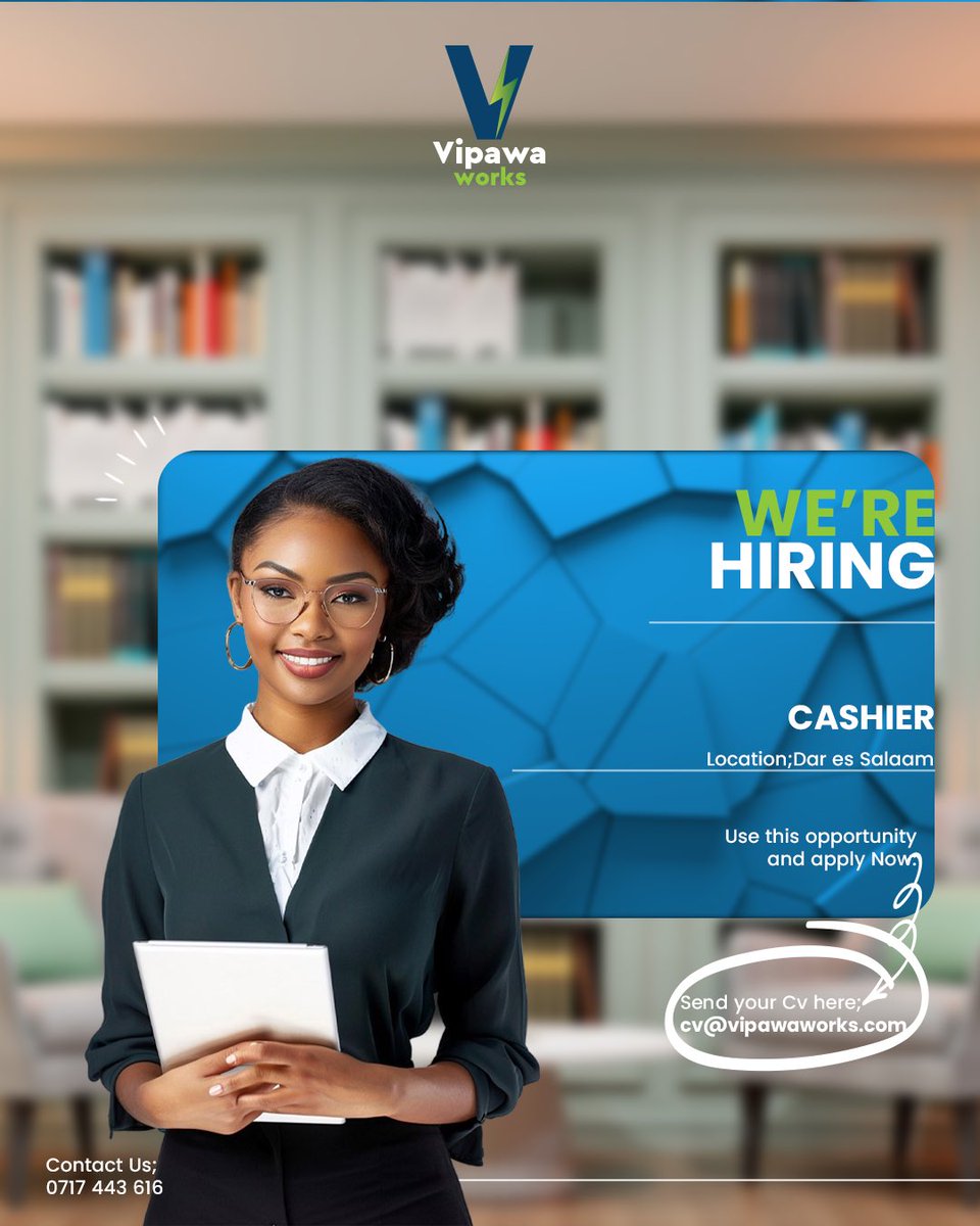 Vipawaworks's tweet image. New Job Opportunity - 📣
We are looking for a Cashier to manage all transactions with customers accurately and efficiently. 

🚨To apply: visit our website 👇

🌐 vipawaworks.com

#HR #Ajira #NipeDili #Jobs #wednesdayvibes #ApplyNow #Job