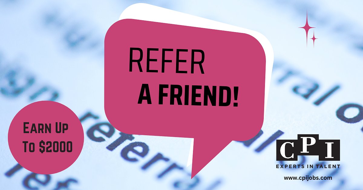 CPIJobsInc's tweet image. 💸 Your Friends Need Jobs. You Need Cash. Let’s Make It Happen! 💸

Send your job-seeking friends our way, and you could pocket up to $2,000 when they get hired! It’s fast, easy, and everyone wins.

Start referring now! 👉 bit.ly/3CSOov3 #JobReferrals