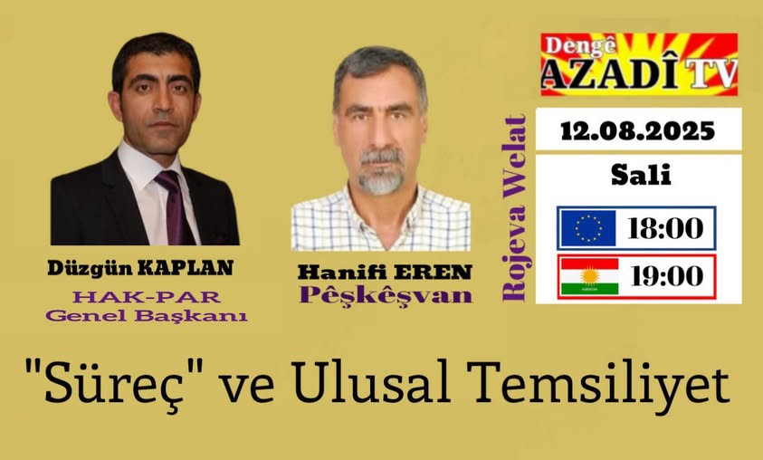 DengiTv's tweet photo. Konu:´Süreç`ve Ulusal Temsiliyet
Moderatör: Hanifi EREN
Konuk: Düzgün Kaplan, HAK-PAR Genel Başkanı
https://t.co/UIfLRfaKJ0 https://t.co/Jujh7NEA67