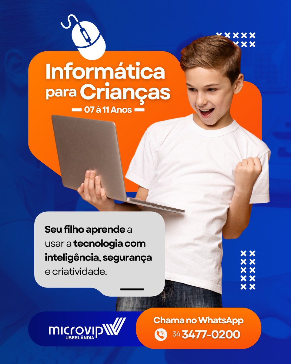 Microvip_Udia's tweet photo. 🧑‍💻 CURSO DE INFORMÁTICA KIDS 🧑‍💻

🖱️💡 Criança que aprende tecnologia hoje, brilha no futuro!

➡️ Seu filho já usa o computador, mas será que ele sabe usar de forma produtiva?

No Curso de INFORMÁTICA KIDS, as crianças aprendem de forma divertida e prática!

☎️ (34) 3477-0200 https://t.co/T31P70hURS