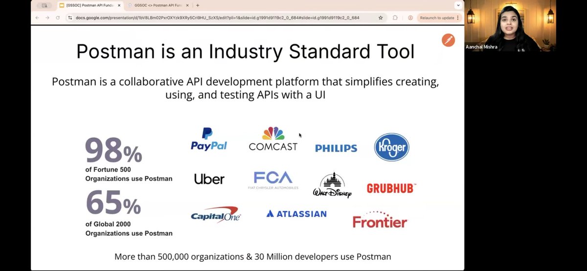 SurbhiTalwar04's tweet image. Just learned so much at API workshop with @Aanchalmishra & @getpostman! at @GSSOC
Kicking off the Postman API Fundamentals Student Expert Certification.
Key Takeaways: API Basics & Postman skills (request, scripting, testing) +Wonderful collaboration features.
#PostmanStudent