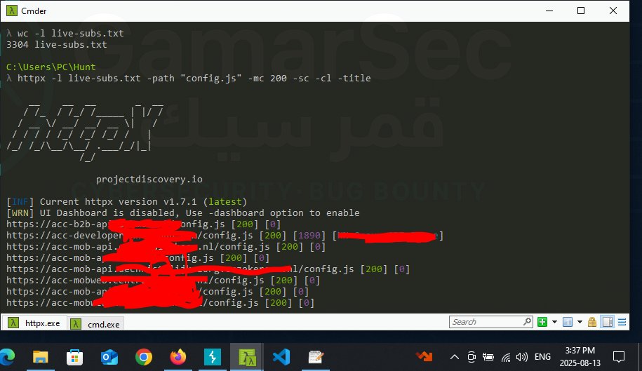 wadgamaraldeen's tweet photo. Hunting for secrets? Try scanning live subs for config.js it often contains API keys,tokens, and other sensitive data

httpx -l live-subs.txt -path "config.js" -mc 200 -sc -cl -title

- This screenshot is from my current scanning of 3,304 live subdomains

#bugbountytips   #Recon https://t.co/irKSyCH35b
