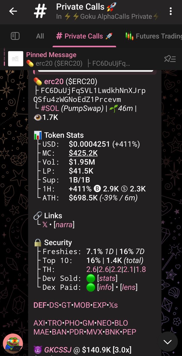 Goku_alphacalls's tweet image. $ERC20 Hit 676K

Called in my private lounge @ 140K

4️⃣.8️⃣x from call ✅

FC6DuUjFqSVL1LwdkhNnXJrpQSfu4zWGNoEdZ1Prcevm

#ERC20 #Sol #Solana