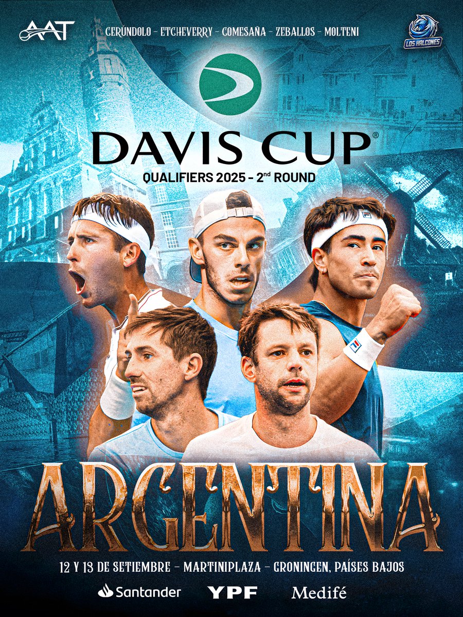 Países Bajos, allá vamos ✈️ 🇳🇱 

Javier Frana eligió a Francisco Cerúndolo, Tomás Etcheverry, Francisco Comesaña, Horacio Zeballos y Andrés Molteni para buscar un lugar entre los 8 mejores del mundo 🌍 

¡Vamos Argentina 🇦🇷! 

#TenisArgentino #AATenis #ElEquipoMásGrande