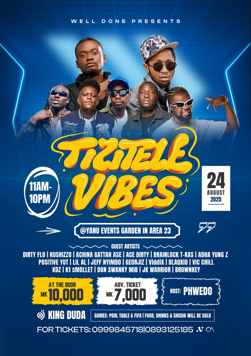 "I can't be broke, tikuyenera tifixe. Undipase business, usamandipase busy"

🗓️24/08/25
🏠Yanu Events Garden 
💰7K ticket/10K at the door

#EarnedNotGiven
#Kambalame