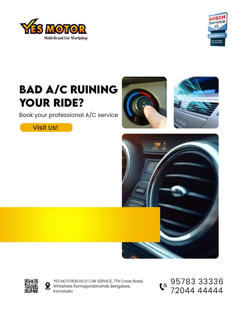 bosch_yes64820's tweet photo. ❄️ BAD A/C RUINING YOUR RIDE?
Stop sweating it out on the road!
Get back to cool comfort with Yes Motor’s professional A/C service.
✅ Complete A/C check-up
✅ Leak detection & repair
✅ Genuine parts & expert care
#YesMotor #CarACService #StayCool #MultiBrandCarServices https://t.co/U8LeD1E8Xd
