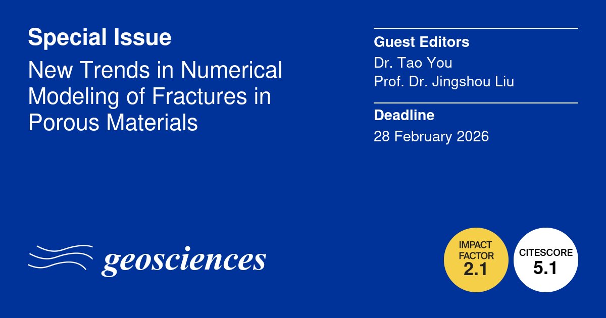 📢 Call for Papers

Our Special Issue “New Trends in Numerical Modeling of Fractures in Porous Materials” is open for submission!

📅 Deadline: 28 February 2026

🧠 Guest Editors: Dr. Tao You and Prof. Dr. Jingshou Liu

🔗 Submit here: brnw.ch/21wUSOn