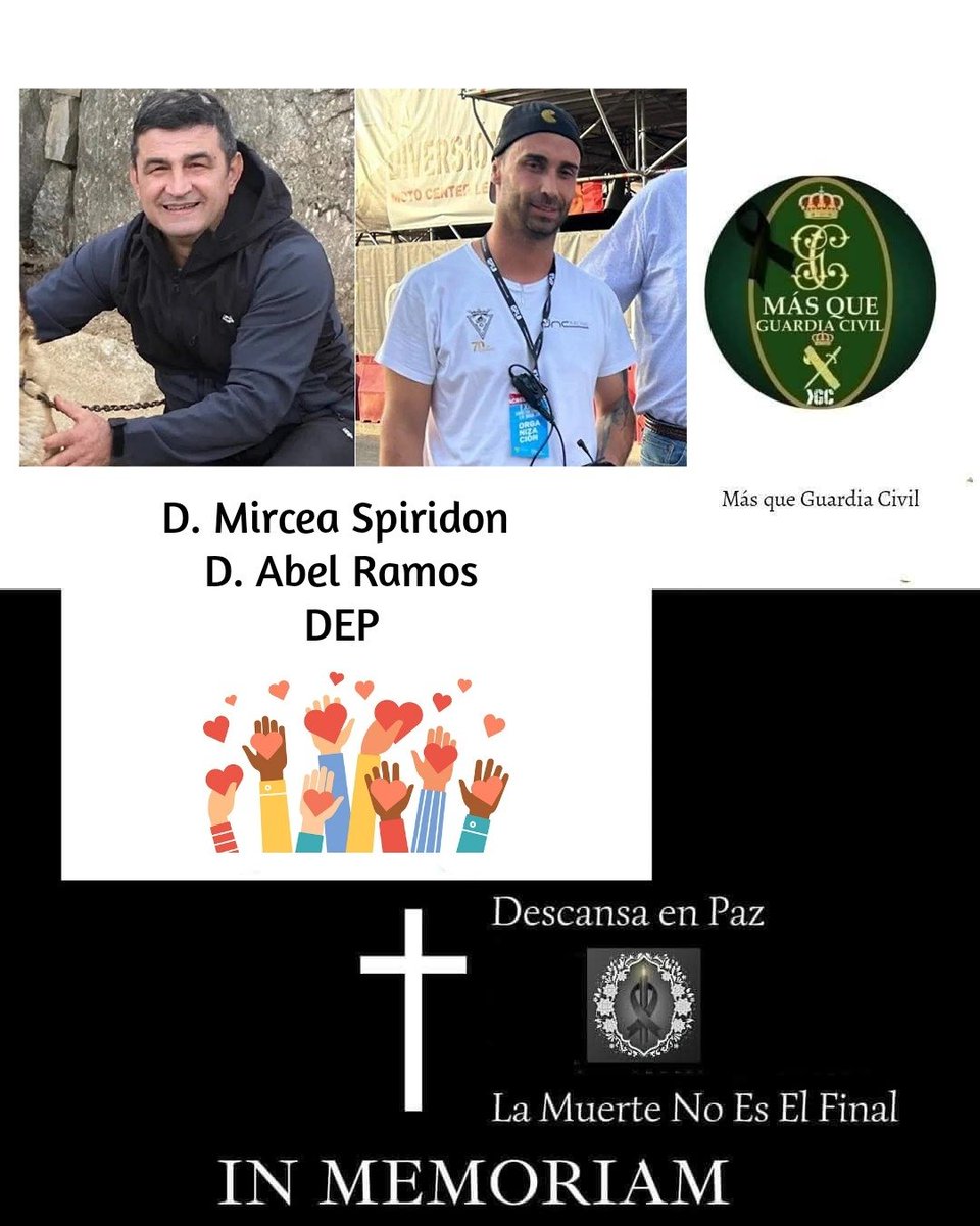 MqGuardiaCivil's tweet photo. Queremos expresar nuestro más sentido pésame a la familia y amigos de Mircea Spiridon y Abel Ramos. Su dedicación y valentía como voluntarios en las labores de extinción son un testimonio del amor y la solidaridad que todos debemos abrazar. 

DEP 🖤
#IncendiosForestales #Incendio https://t.co/U9BjtBhmzD