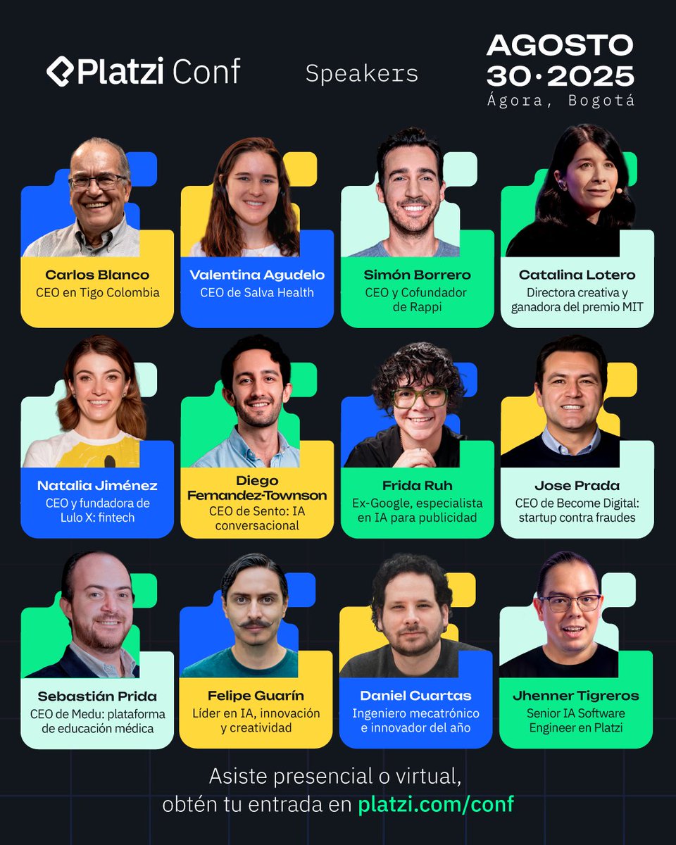 platzi's tweet photo. Obtén tu entrada online a Platzi Conf SIN COSTO.  

Este 30 de agosto es tu oportunidad para aprender de quienes están liderando en AI, emprendimiento, marketing, ingeniería de software y más. 

 No te quedes sin tu entrada. 🫵💚 https://t.co/lAJBjRWAy2