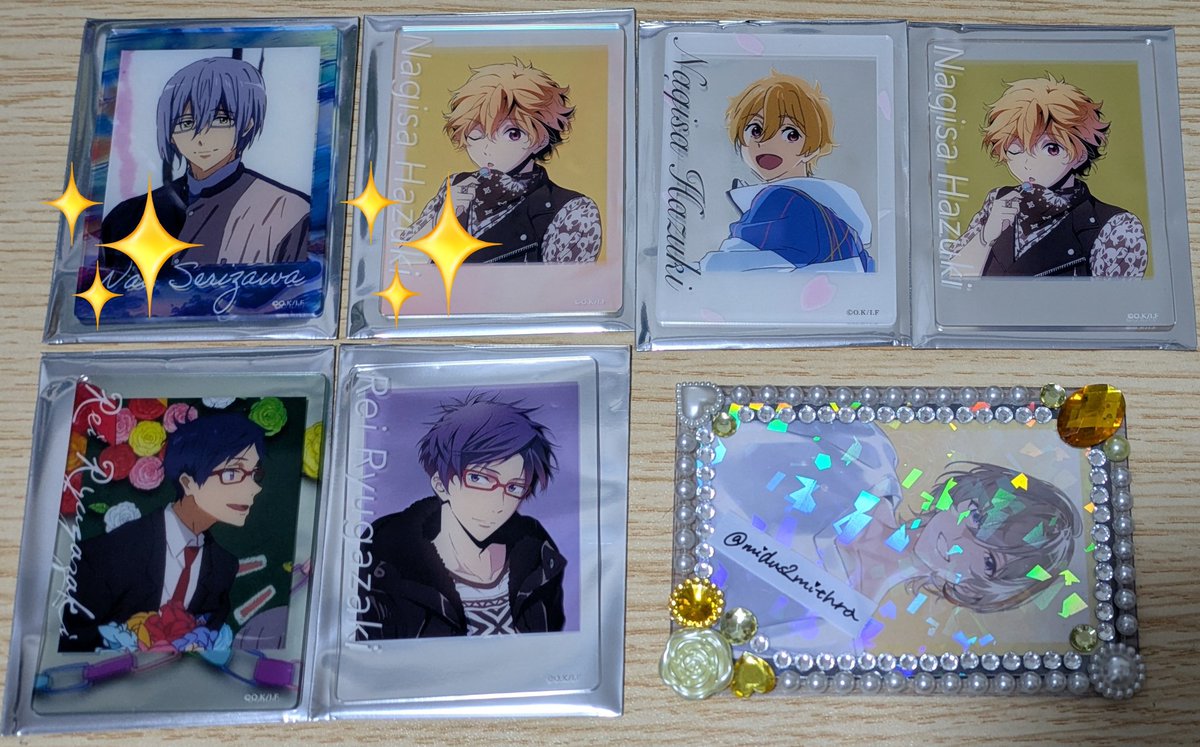 Free！オケコン チェキ風クリアカード オーロラ 4枚 遙 尚 凛 クリア