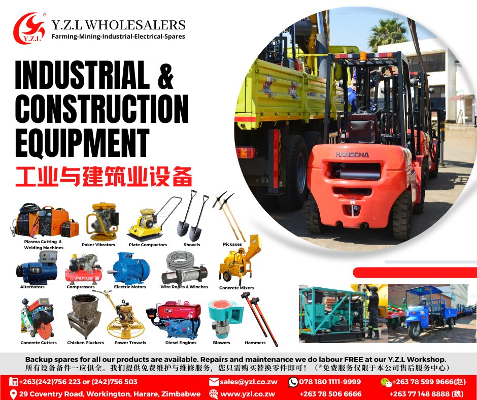 YWholesalers's tweet photo. INDUSTRIAL &CONSTRUCTION EQUIPMENT AVAILABLE AT Y.Z.L WHOLESALERS‼️
#welding #platecompactors #porkervibrators #electricmotors #pickaxes #shovels #alternators #compressors #winches #concretemixers #concretecutters #chickenpluckers #powertrowels #dieselengines #blowers https://t.co/G6WfwGxBYf