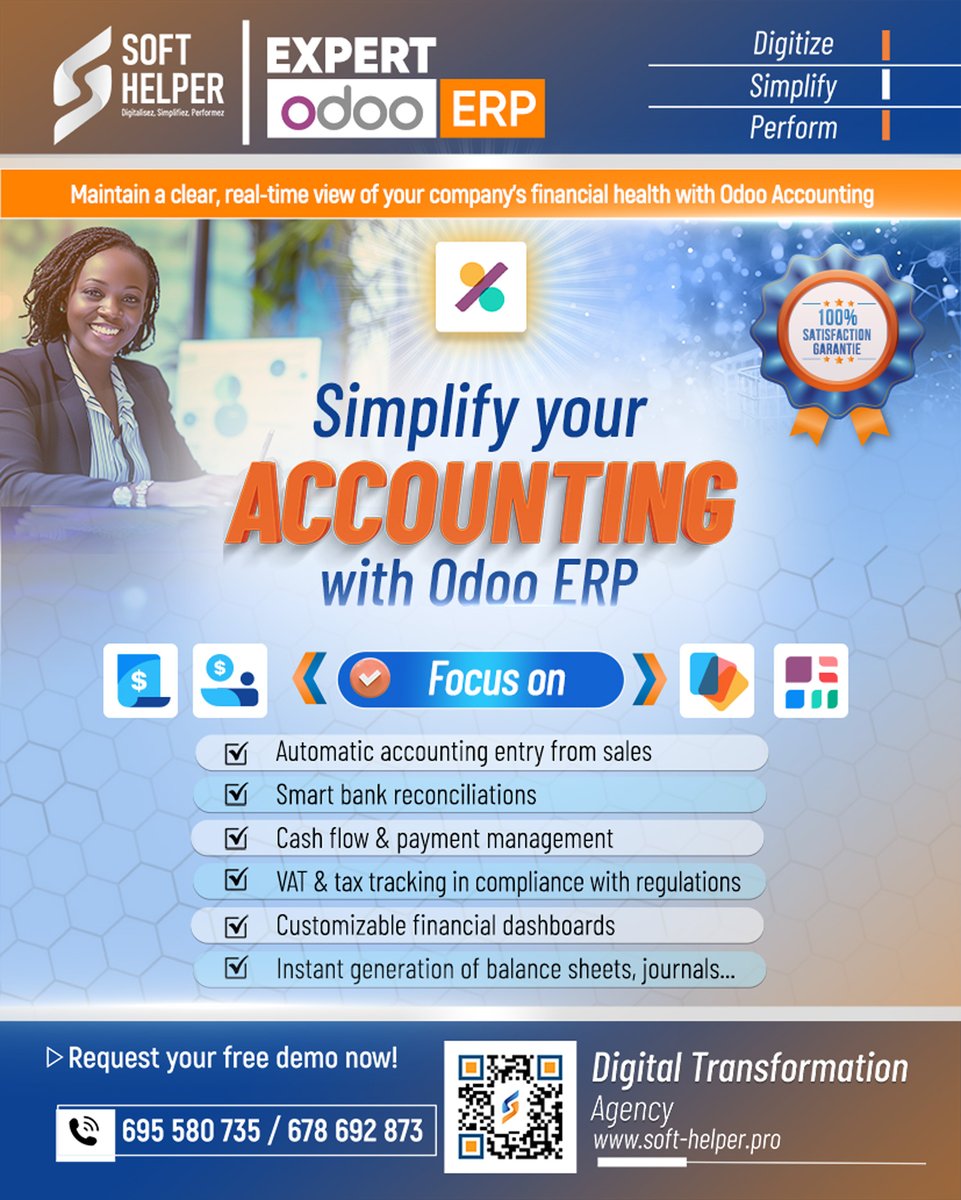 SoftHelpercm's tweet photo. 📊Votre comptabilité, plus simple avec Odoo ERP !
💡Automatisez – Analysez – Décidez mieux.
----
📊 Your accounting, simplified with Odoo ERP!
💡 Automate – Analyze – Decide smarter.

📧 contact@soft-helper.pro | 📱 +237 695 580 735 / 678 692 873
#SoftHelper #OdooERP #Accounting https://t.co/KwaYcX7ikx