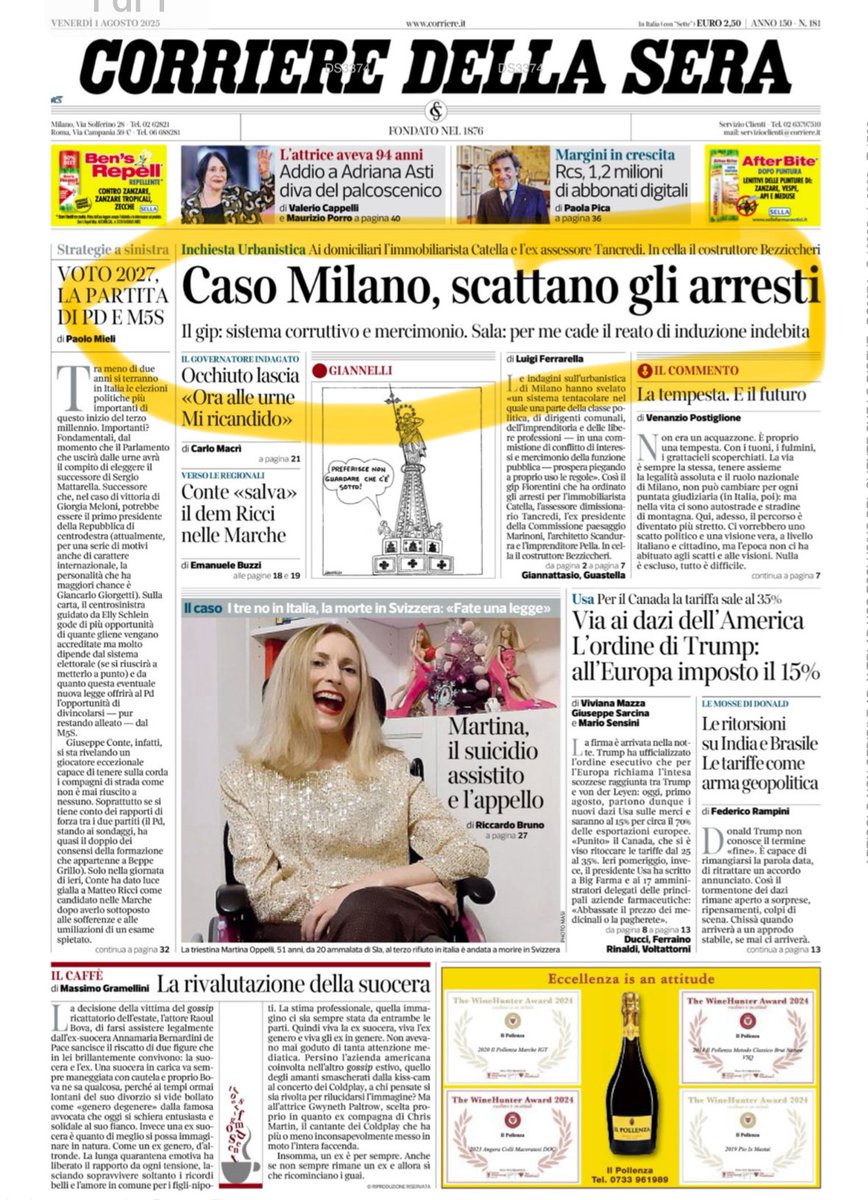 Enrico__Costa's tweet photo. Corriere della Sera 1 agosto 2025
Corriere della Sera 13 agosto 2025 https://t.co/HR5HFYXNYl