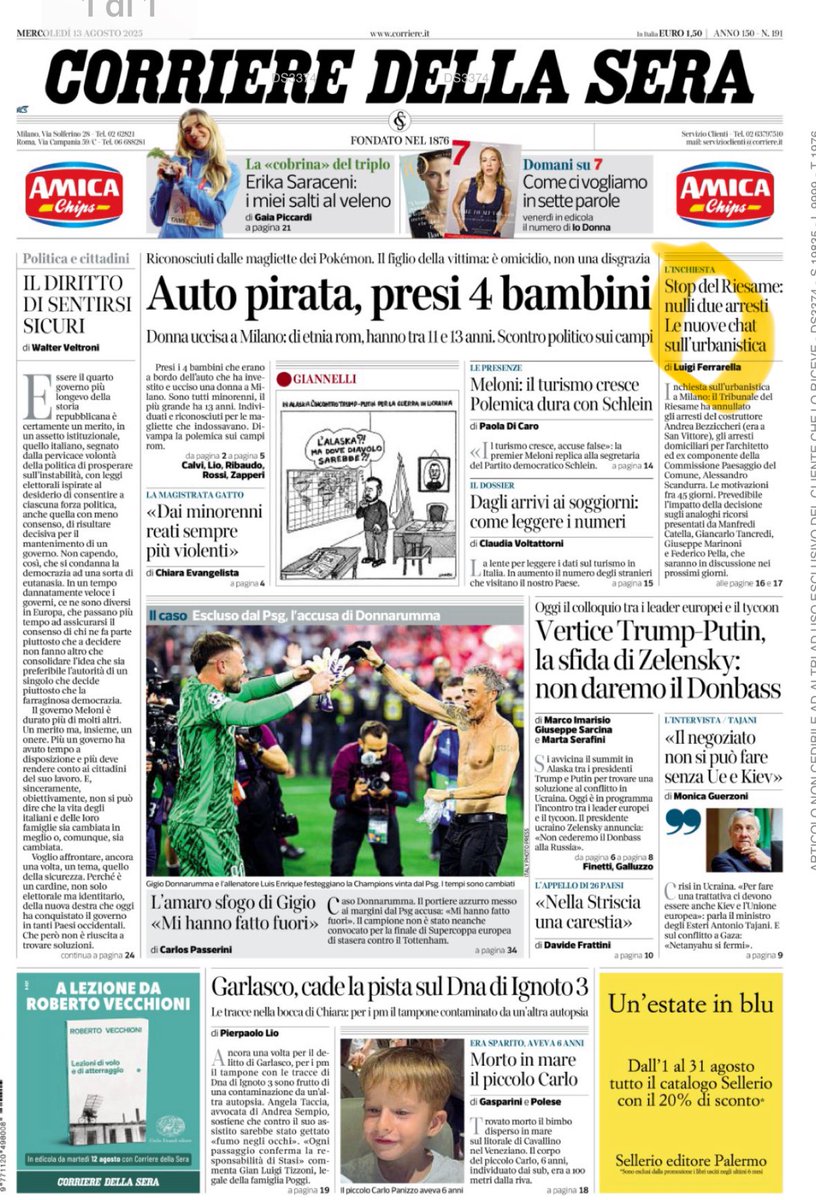 Enrico__Costa's tweet photo. Corriere della Sera 1 agosto 2025
Corriere della Sera 13 agosto 2025 https://t.co/HR5HFYXNYl