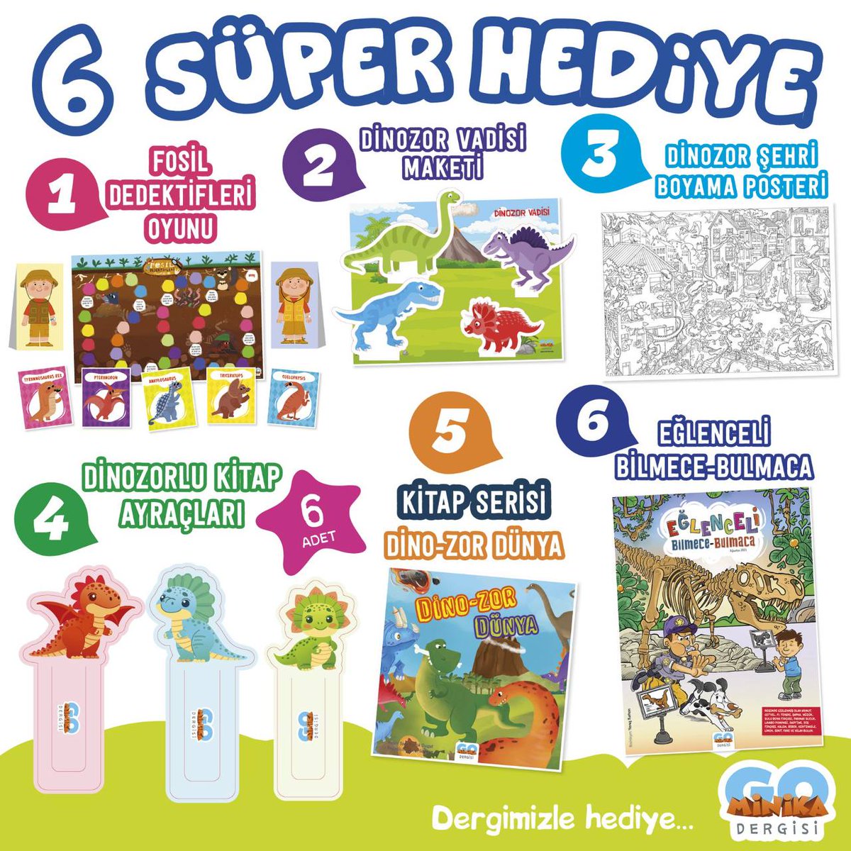 Ağustos Sayımız Bayilerde! 📢
Kükrüyoruz Dinozorlarla Birlikte! ✨🦖🦕
Bu ay kapak konumuz: Dinozorlar Şehre Döndü

Dinozorlar günümüzde yaşasaydı ne olurdu?  🤔 Dinozorların süper güçleri var mıydı? 
Dergimizle birlikte verdiğimiz 6 süper hediye de seni bekliyor. 🎁🥰🦖🦕🥳