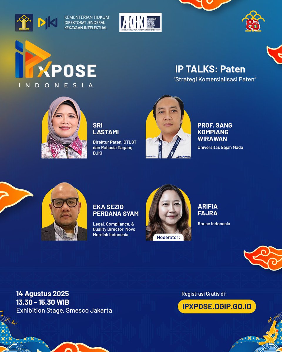 djki_kemenkum's tweet photo. #TemanKI, besok IPXpose Indonesia hadir dengan rangkaian IP Talks: Hak Cipta, IP Talks: Paten, dan KI Dasar yang penuh inspirasi!
#IPXposeIndonesia
#DJKI
#KekayaanIntelektual
#KementerianHukum
#LayananHukumMakinMudah https://t.co/pBOYtWIxcy
