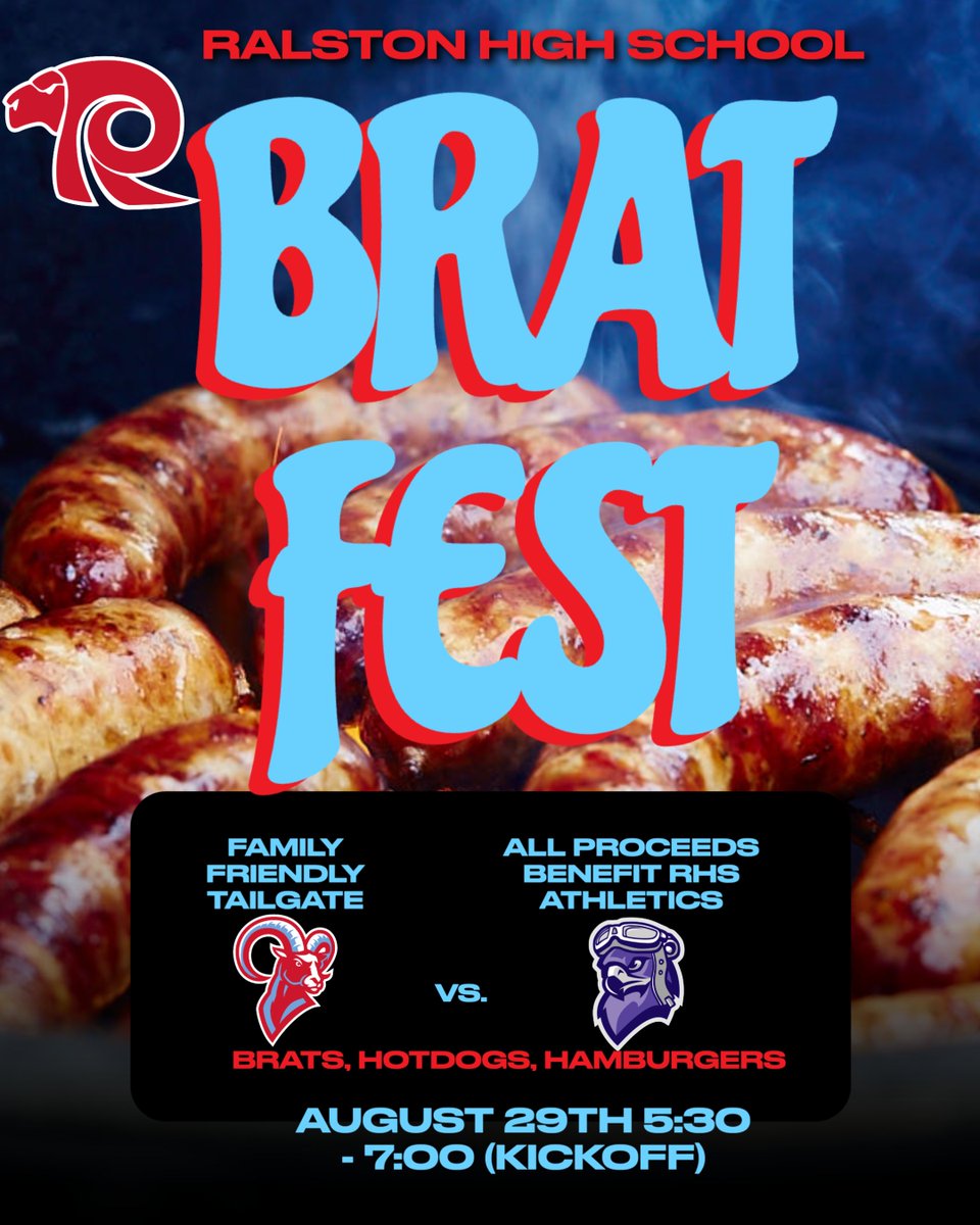 Enjoy a night with your family, friends, &amp; neighbors all while supporting student athletes at <a href="/RalstonHS/">Ralston High School</a>. Enjoy brats, hot dogs, &amp; hamburgers at Bratfest, a family friendly tailgate on Friday, Aug. 29.  Stay &amp; cheer on the Rams against Lincoln Northwest High School.