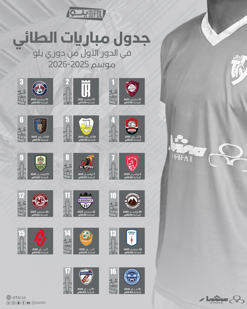 🚨— تغريدة هامة لكل متابع لـ #دوري_يلو 

- إليكم جميع جداول اندية الدوري :

• جدول مباريات نادي #الزلفي 
• جدول مباريات نادي #الدرعية 
• جدول مباريات نادي #العلا
• جدول مباريات نادي #الطائي