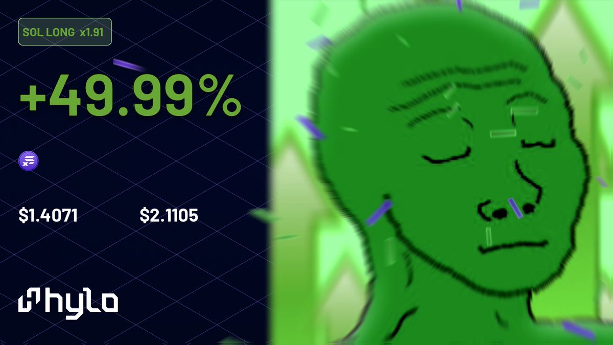 HYLO Performance Update
Since the start of August: +49.99% 🚀
$xSOL 

Entry: $1.4071
Current: $2.1105

Calm mind. Clear strategy. Maximum results. 💚

Sign up with my ref code: AIKBNI and get started: hylo.so/leverage?ref=A…

#HYLO #SOL #CryptoTrading #DeFi