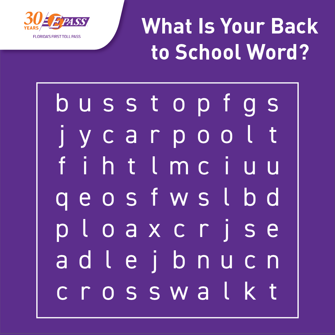 DriveEPASS's tweet photo. It’s #WordSearchWednesday! 🔍👀
The first word you see reveals a sighting on your back-to-school commute. 🚗 💨
Let us know what word you spotted in a reply. 🧩👇
#EPASS30 #BackToSchool #ChooseEPASS https://t.co/CJqGIpOhu2