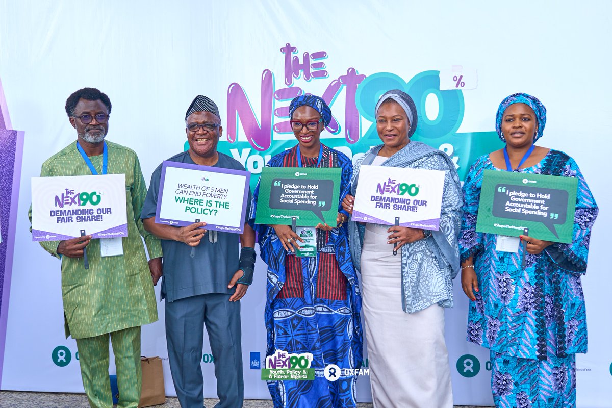 oxfaminnigeria's tweet photo. The conversation is on! Our #ShapeTheNext90 event in Abuja proved that Nigerian youth are not just the leaders of tomorrow, they are the change-makers of today.
We are united in reversing the narrative of inequality. #OxfaminNigeria #FairerNigeria https://t.co/o7Xy0BHpwK