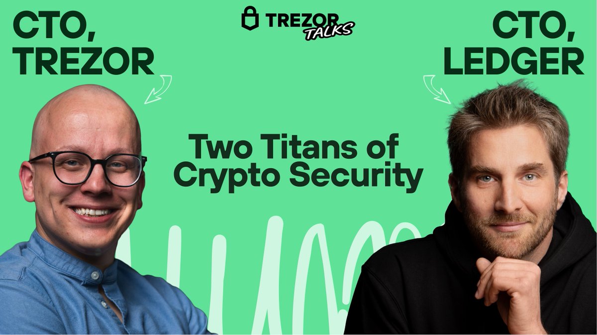 Trezor (@trezor) on Twitter photo What happens when <a href="/Trezor/">Trezor</a> & <a href="/Ledger/">Ledger</a>’s CTOs sit down together? 🤝
<a href="/tsusanka/">Tomas Susanka</a> & <a href="/P3b7_/">Charles Guillemet</a> join <a href="/Danntoshi/">Danny @Trezor</a> for an unfiltered dive into the future of crypto security & self-custody.
A rare moment in crypto history.
Watch now: youtu.be/tGOhpQuuCMg?si… What happens when <a href="/Trezor/">Trezor</a> & <a href="/Ledger/">Ledger</a>’s CTOs sit down together? 🤝
<a href="/tsusanka/">Tomas Susanka</a> & <a href="/P3b7_/">Charles Guillemet</a> join <a href="/Danntoshi/">Danny @Trezor</a> for an unfiltered dive into the future of crypto security & self-custody.
A rare moment in crypto history.
Watch now: youtu.be/tGOhpQuuCMg?si…