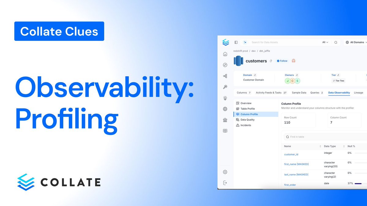 🎥 A new Collate Clue is now available. This subset of videos will illustrate different aspects of Data Observability in Collate. This short video takes you through the profiling process and how that all works. 

Watch here: youtu.be/ZOe71H1EuQ8