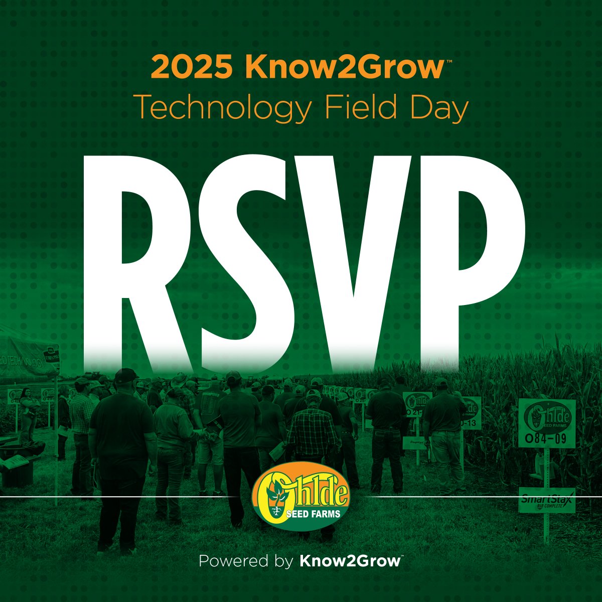 RSVP for Know2Grow™ Field Day is due TODAY!

📅 Aug 20 at Ohlde Seed Farms
🌱 Plots • 🤝 Growers • 🔍 New ag tech

📧 kaitlin@ohldeseed.com | ☎️ 785-692-4555