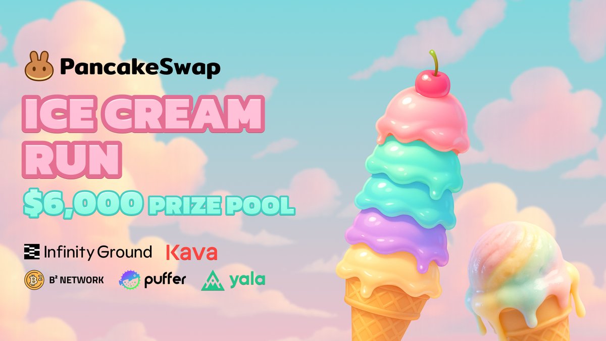 PCS Ambassadors (@pcsambassadors) on Twitter photo 🍦🏃♂️ Ice Cream Run is ON!
Join summer quests with <a href="/infinityg_ai/">InfinityGround</a>, <a href="/KAVA_CHAIN/">Kava</a>, <a href="/BSquaredNetwork/">B² Network | Scaling Bitcoin</a>, <a href="/puffer_finance/">Puffer Finance 🐡</a> & <a href="/yalaorg/">Yala</a> via <a href="/Galxe/">Galxe</a>.
Scoop rewards from a $6,000 prize pool 🍨
👉 app.galxe.com/quest/PancakeS… 🍦🏃♂️ Ice Cream Run is ON!
Join summer quests with <a href="/infinityg_ai/">InfinityGround</a>, <a href="/KAVA_CHAIN/">Kava</a>, <a href="/BSquaredNetwork/">B² Network | Scaling Bitcoin</a>, <a href="/puffer_finance/">Puffer Finance 🐡</a> & <a href="/yalaorg/">Yala</a> via <a href="/Galxe/">Galxe</a>.
Scoop rewards from a $6,000 prize pool 🍨
👉 app.galxe.com/quest/PancakeS…