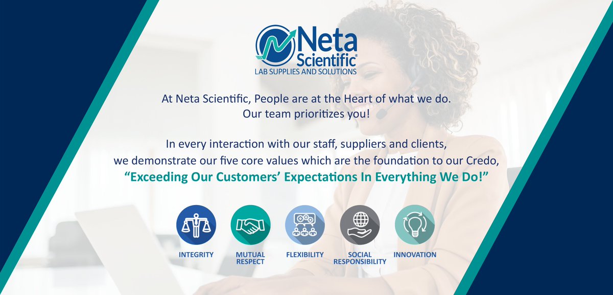 At Neta Scientific, we prioritizes you. We demonstrate five core values in every interaction, which is the backbone to our credo, "Exceeding Our Customers Expectations in Everything We Do." Learn more, lnkd.in/eehJBMrq

#NetaScientificTalent #LifeSciences #Biotechnology