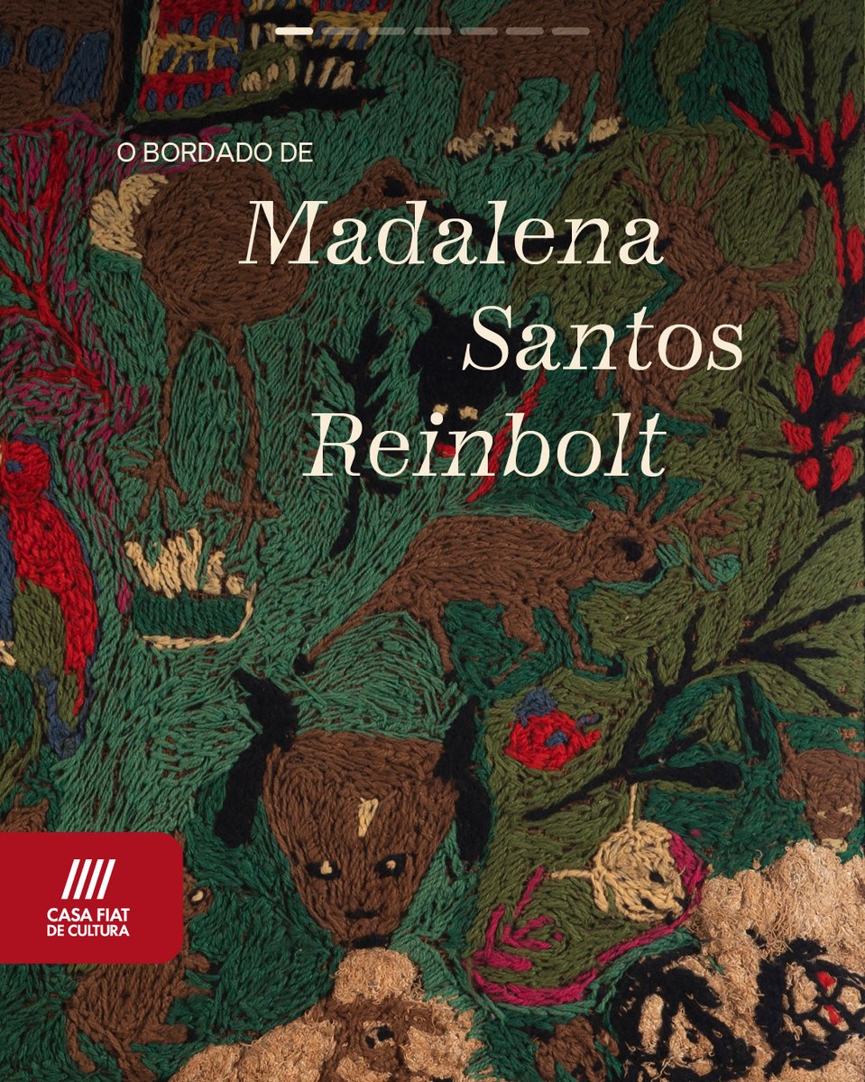 Pode um bordado guardar o mundo inteiro de alguém? Em cartaz até este domingo, 17 de agosto 📆, a exposição “Em cada canto” apresenta ao público mineiro Madalena Santos Reinbolt.