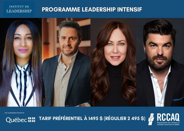 Leadership intensif : la formation virtuelle revient!

Comme demandé par plusieurs, le RCCAQ offre à ses membres, et ce, pour une 2e année consécutive, le programme de formation en ligne « Leadership intensif », de L'Institut de leadership.

   - Réservé aux membres
   - Tarif