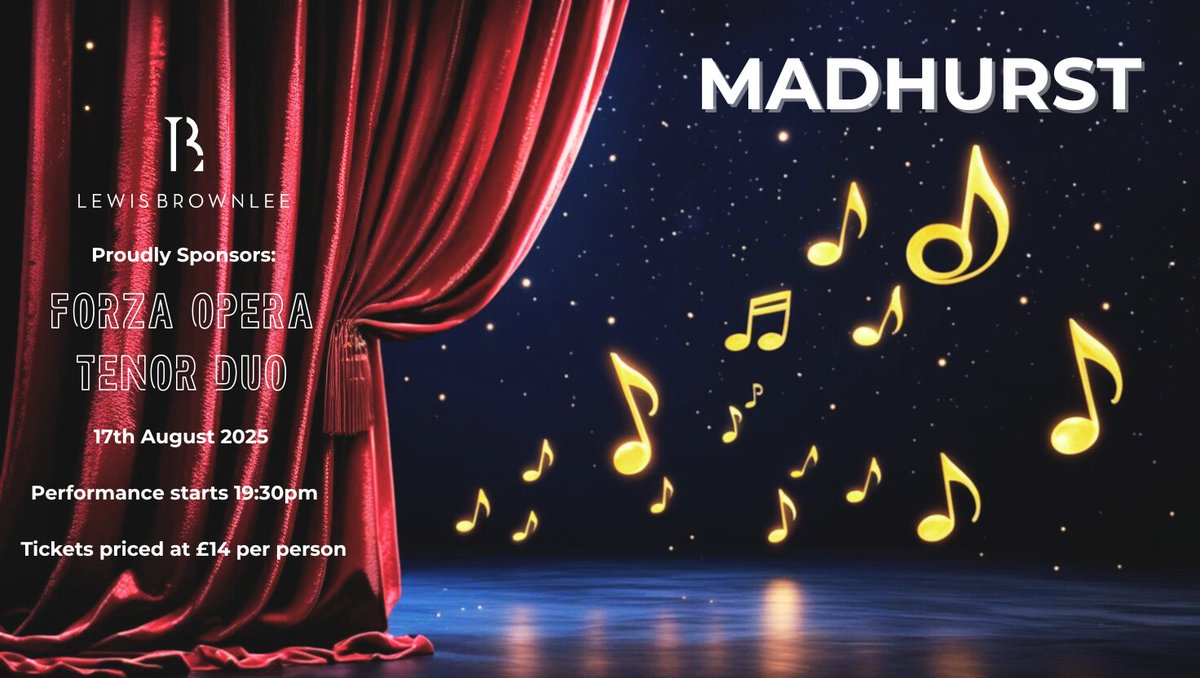 🎭✨ Madhurst 2025 brings art, music, walks, exhibitions &amp; more to Midhurst all August long! 

 On 17 Aug we're sponsoring the Forza Tenor Duo with Guest Soprano-an opera evening not to miss! 

For more info check out: zurl.co/8XDBN 

#Madhurst2025 #Midhurst