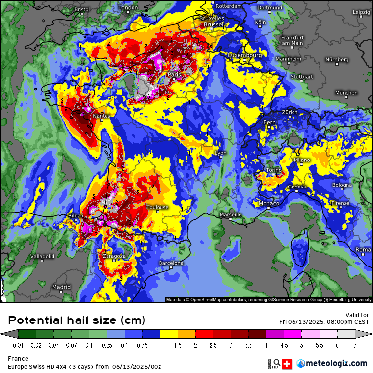 Des #orages éclateront des Pyrénées au nord de la France et vers le sud des Alpes ce mercredi 13 août 2025. Ils pourront générer de la #grêle et de violentes rafales de vent. Notre article.
Get more news link: kity.pro/B1HXF
Watch live news link: kity.pro/B1HXF