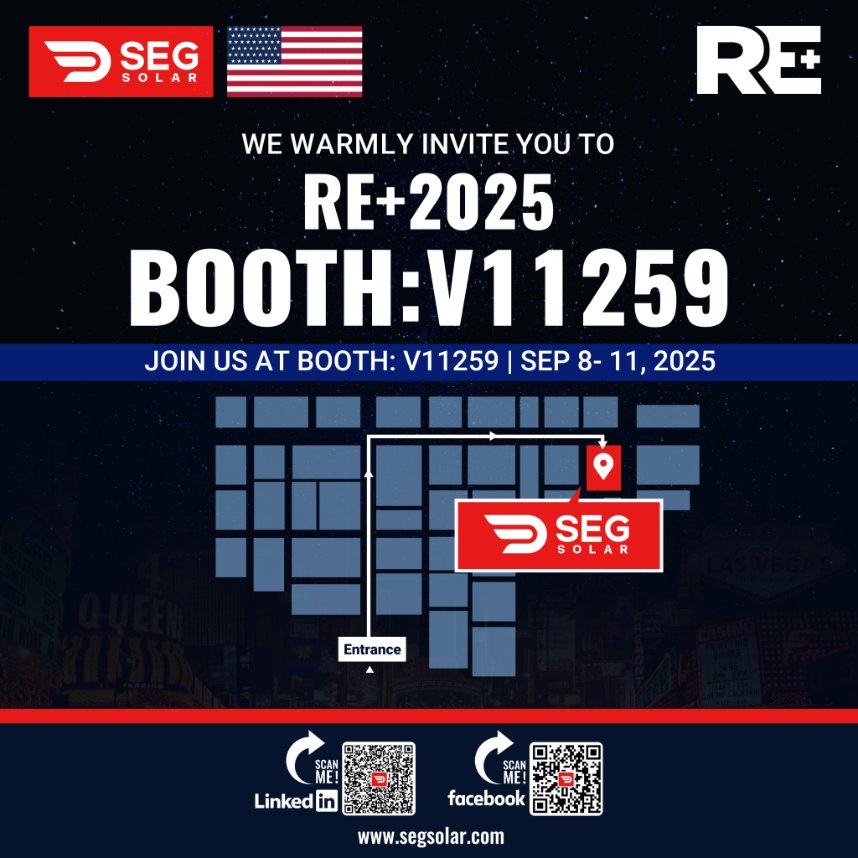 🌟 Exciting news for RE+ 2025 attendees! 🌟

Follow the route from the entrance to our booth #V11259 and be part of the revolution! Scan our QR codes for exclusive updates. Let's connect and create a sustainable tomorrow together. See you there!

#SEGSOLAR #REPLUS  #REPlus25