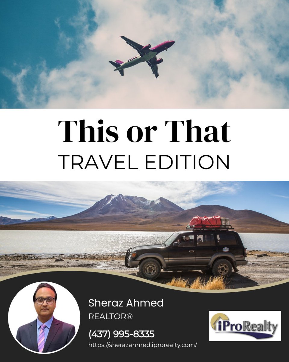 RealtorSheraz's tweet image. With summer travel in full swing, it's time to decide how to explore. ✈️🚗 

Do you prefer the speed of flying or the freedom of hitting the road for a cross-country adventure?

Let us know how you like to travel!

#YoursRealtor #Niagara #Thorold  #RealEstate #iProRealty